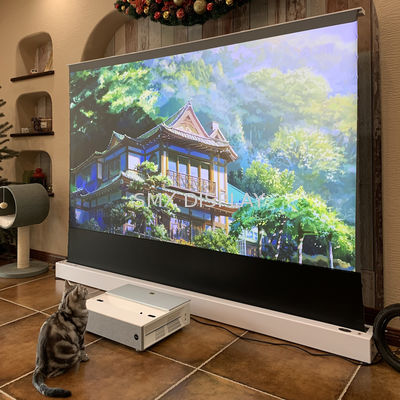 品質 100" 120" 電動フロア上昇 4K ALR グレー クリスタルプロジェクションスクリーン UST プロジェクター用のスクリーン 工場
